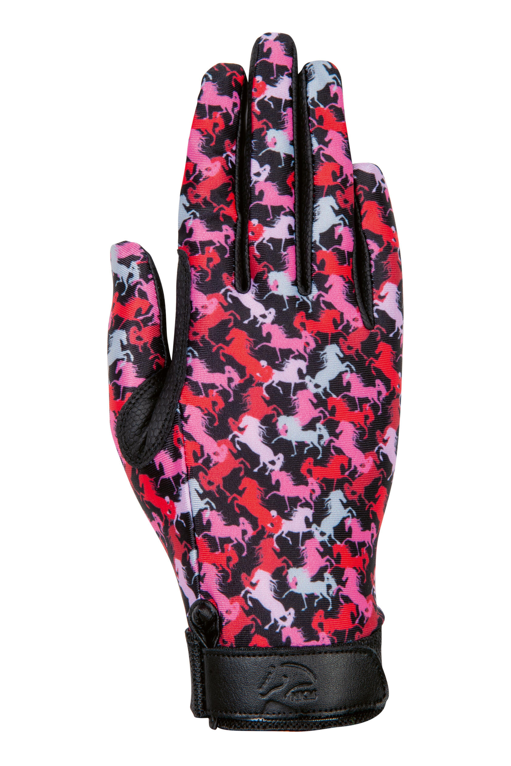 HKM Kinder Reithandschuhe Emily schwarz/pink
