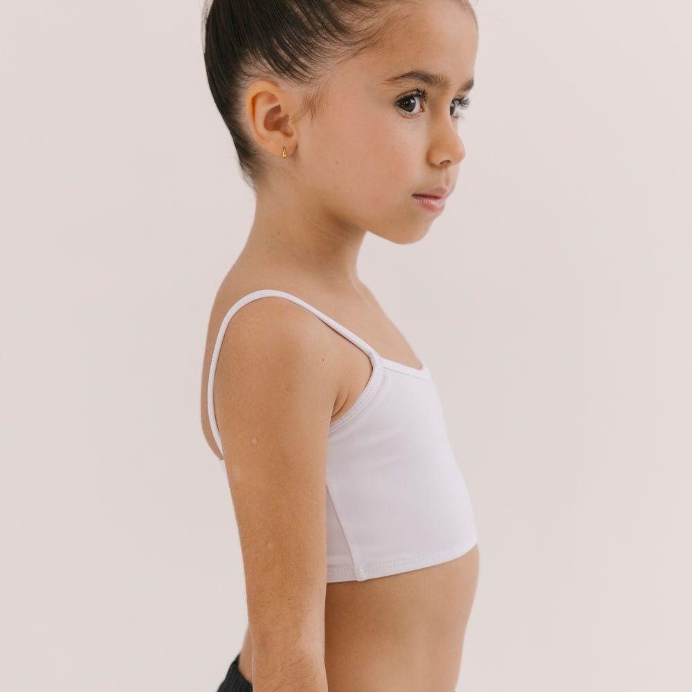 Top de Gymnastique Basic Blanc Enfant 3/4