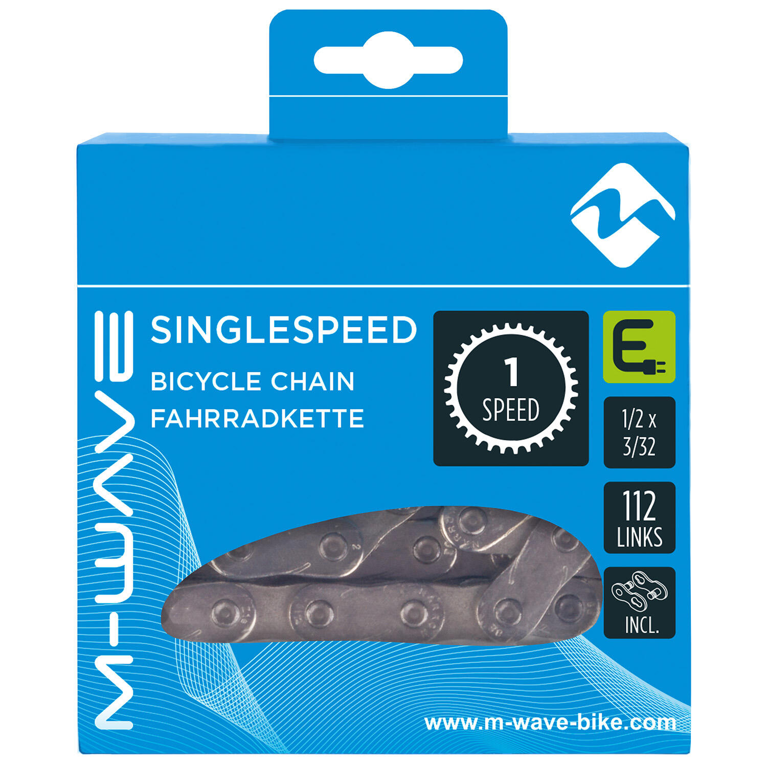 M-Wave E-bike Ketting KMC - 1 versnelling, 112 schakels, Zilver 2/4