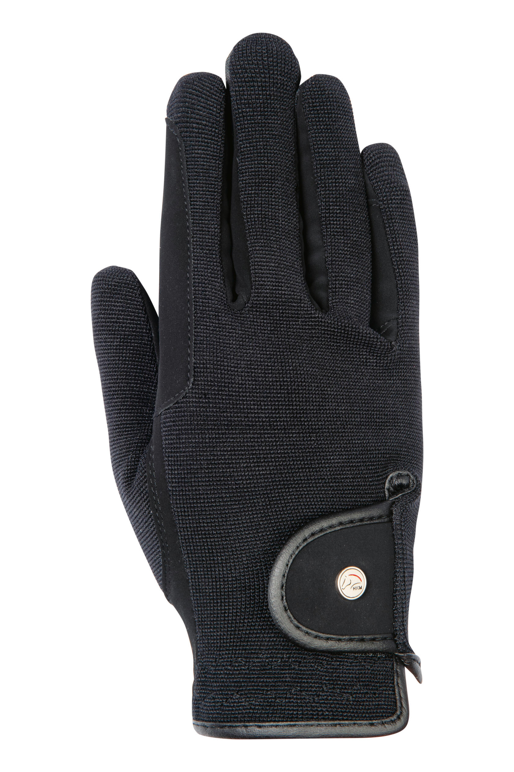 Reithandschuhe Professional Nubuk Lederimitat schwarz/schwarz 1/6