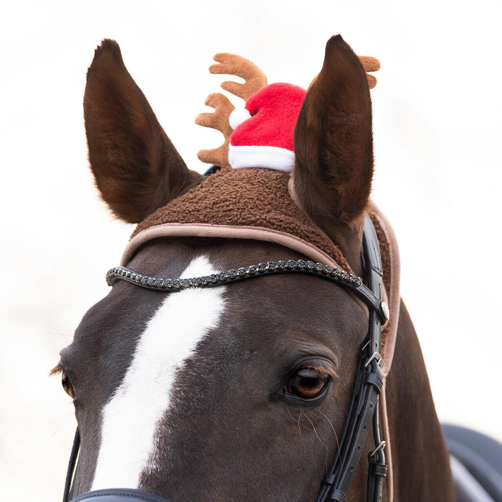 QHP Kerstmuts Paard met gewei - Rood (Full)