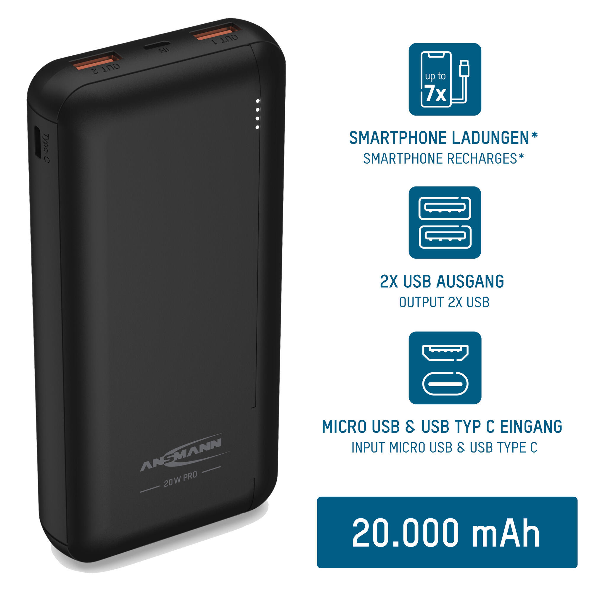 Ansmann PowerBank PB320PD 20000 mAh 2/7