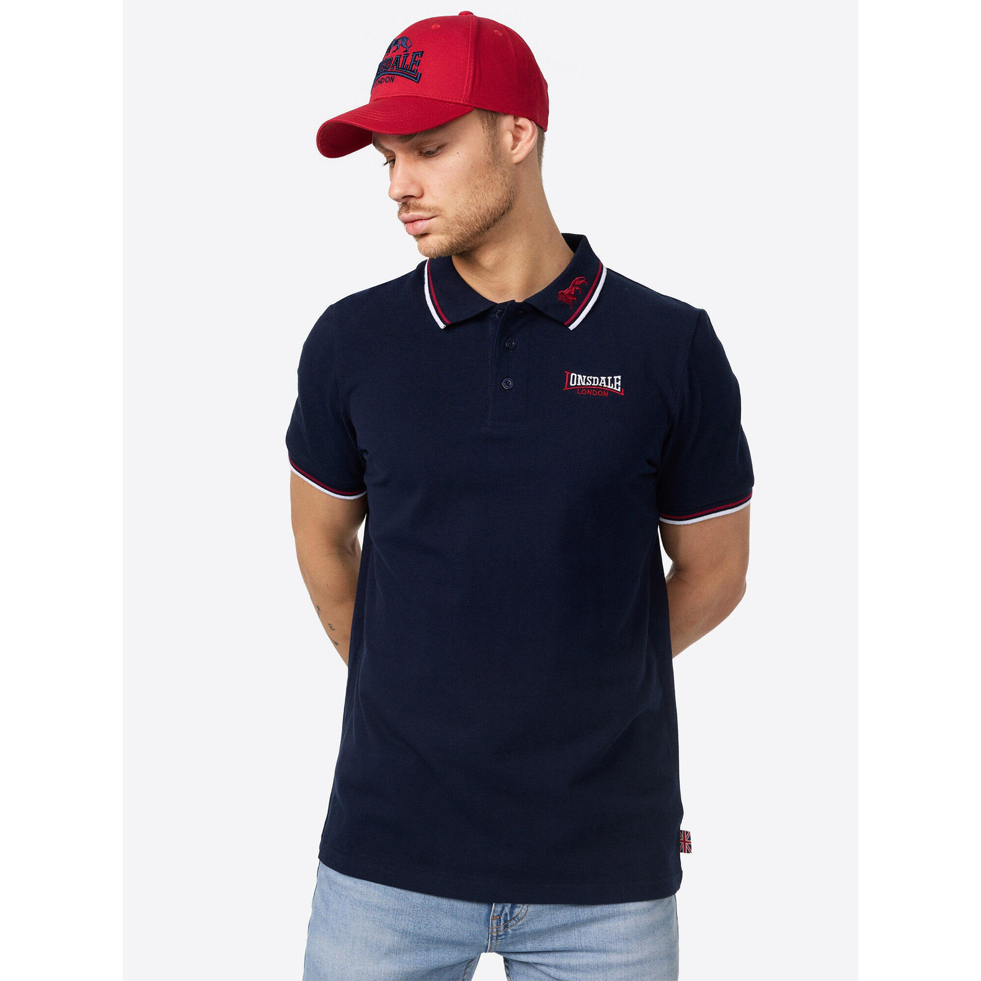 Lonsdale - Polo Pour Homme Lonsdale Lion Marine - Polo Manches Courtes - Bleu|rouge - Decathlon