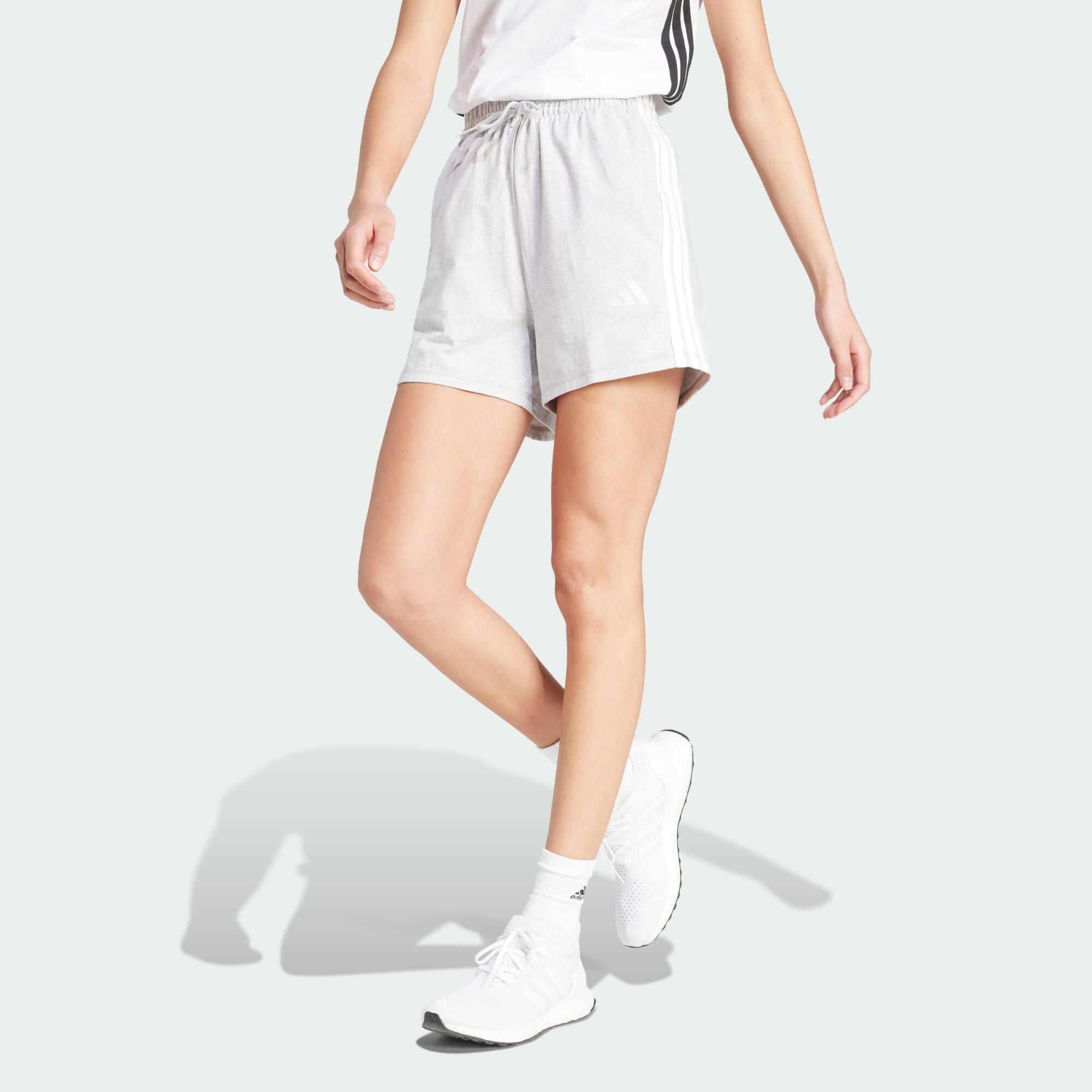 Adidas - Short Coton 3 Bandes Essentials - Short - Blanc|gris - 42 M/l - Decathlon