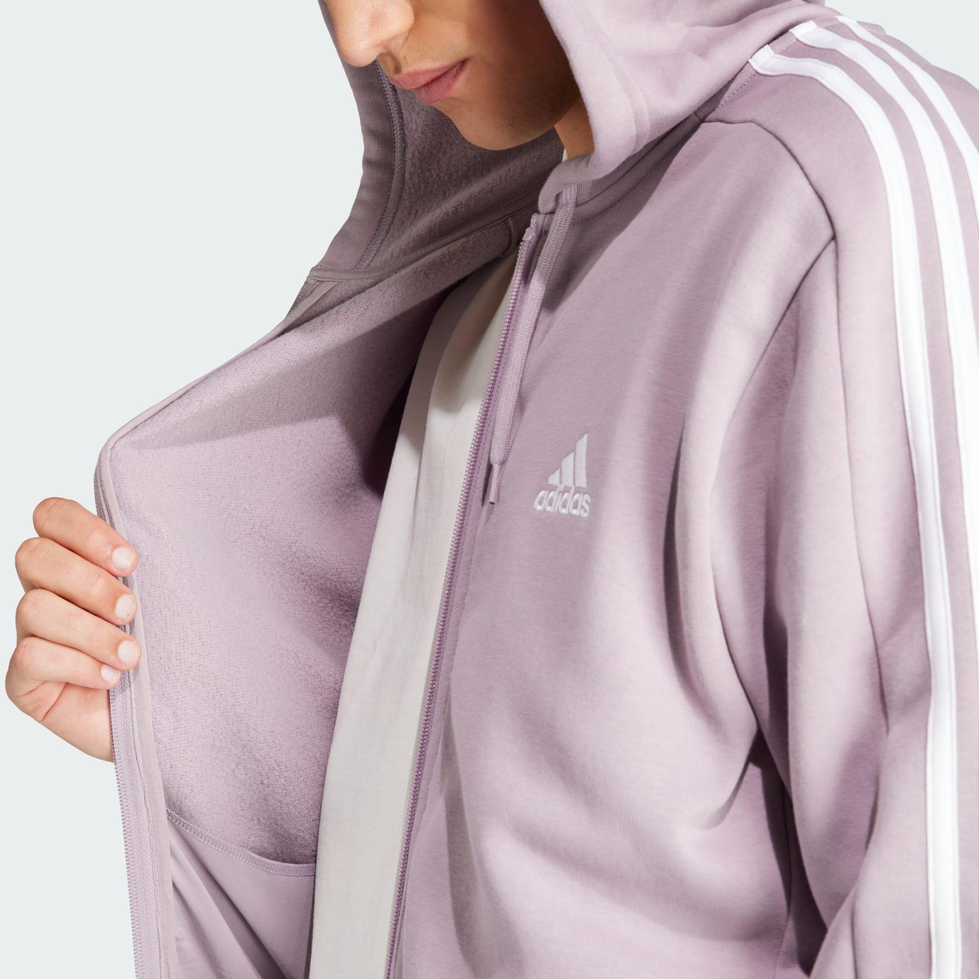 Felpa con cappuccio Essentials Fleece 3-Stripes Full-Zip 4/5