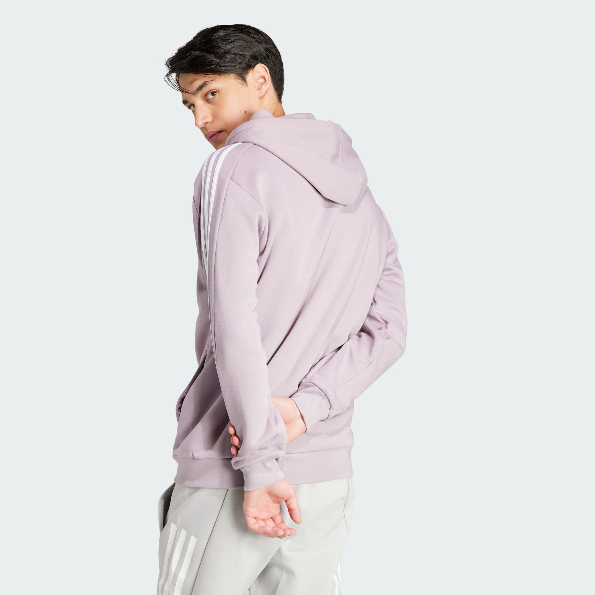 Felpa con cappuccio Essentials Fleece 3-Stripes Full-Zip 3/5