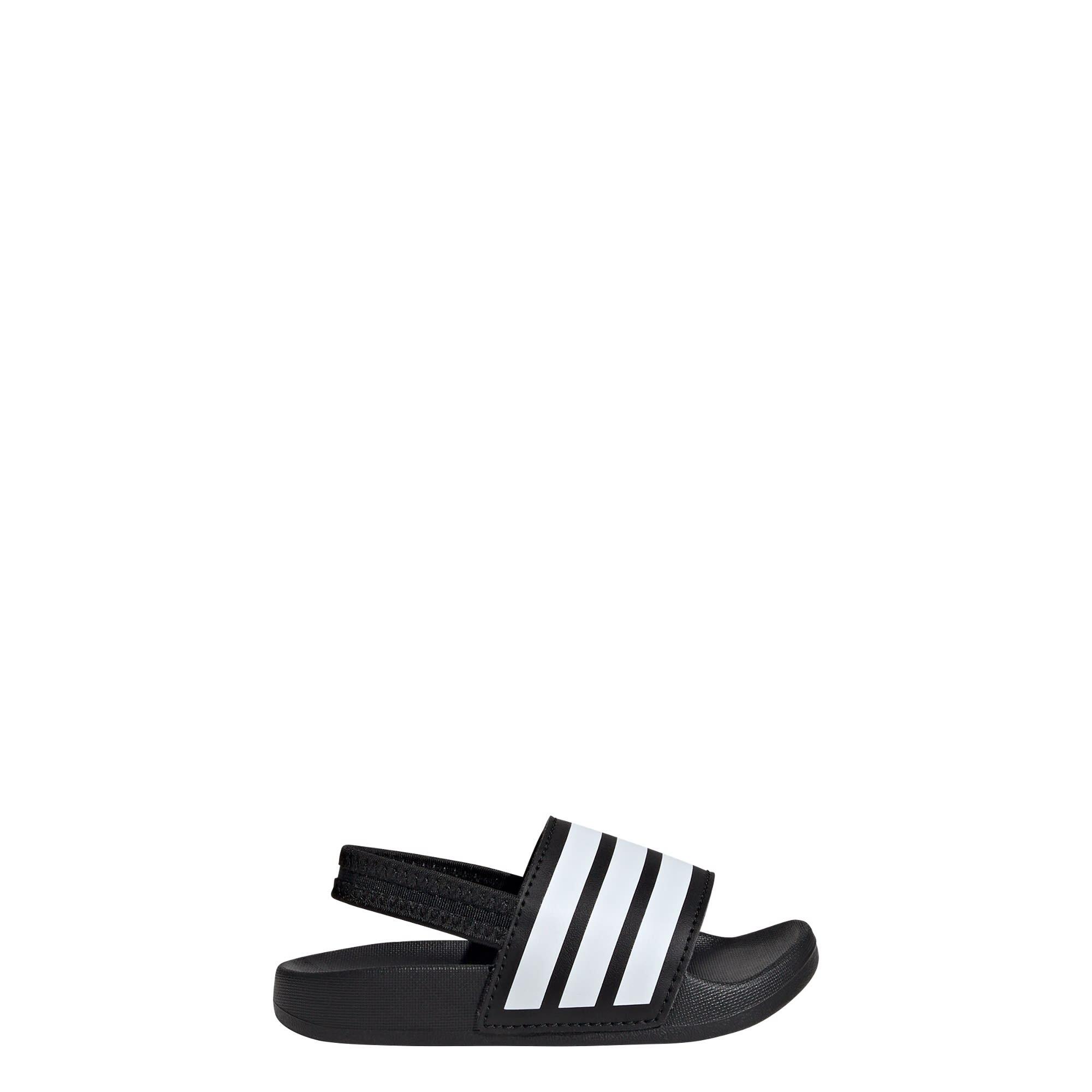 Adidas - Claquette Adilette Estrap Enfants - Tongs - Blanc|noir - 24 - Decathlon