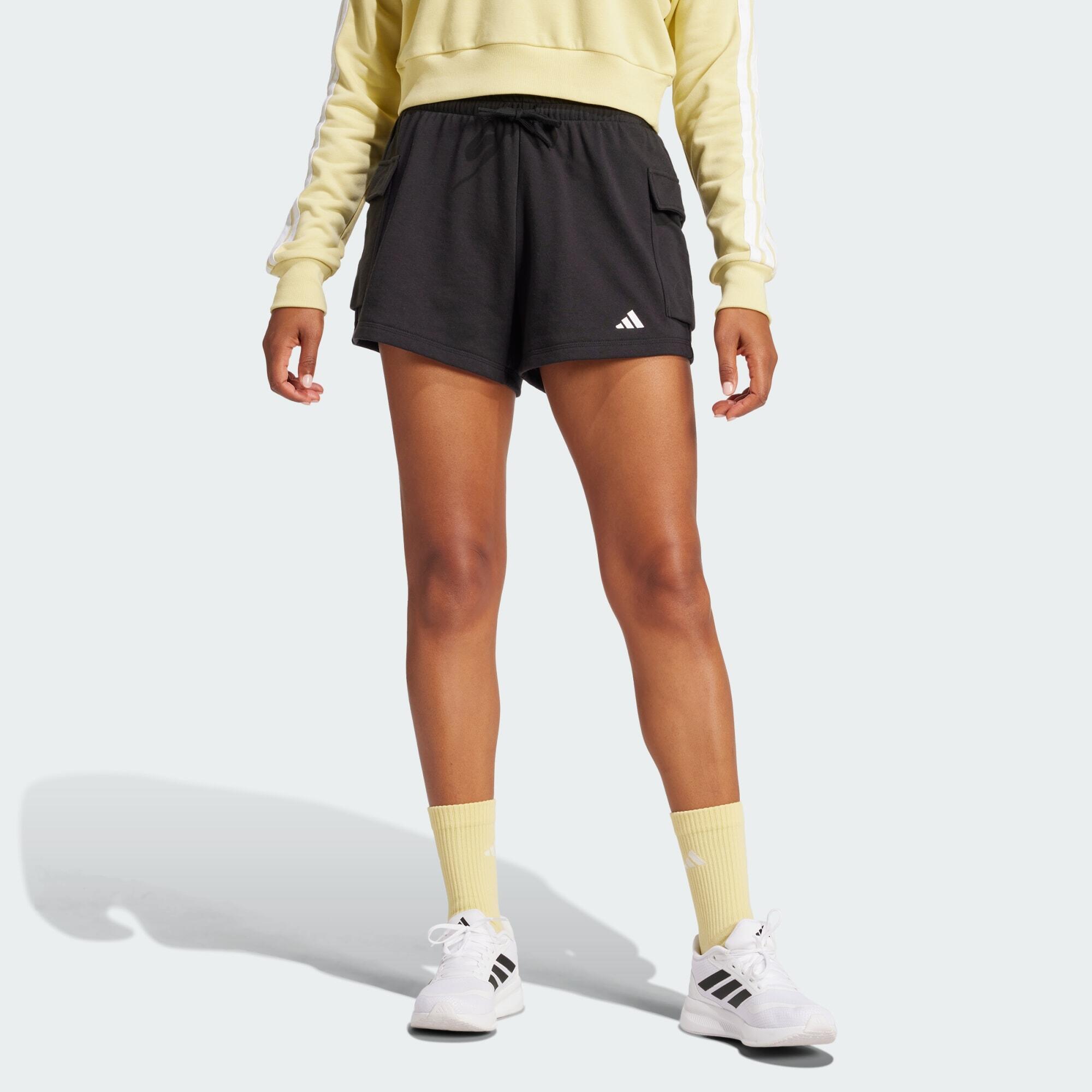 Adidas - Short Cargo French Terry Petit Logo Essentials - Short - Blanc|noir - 34 2xs - Decathlon