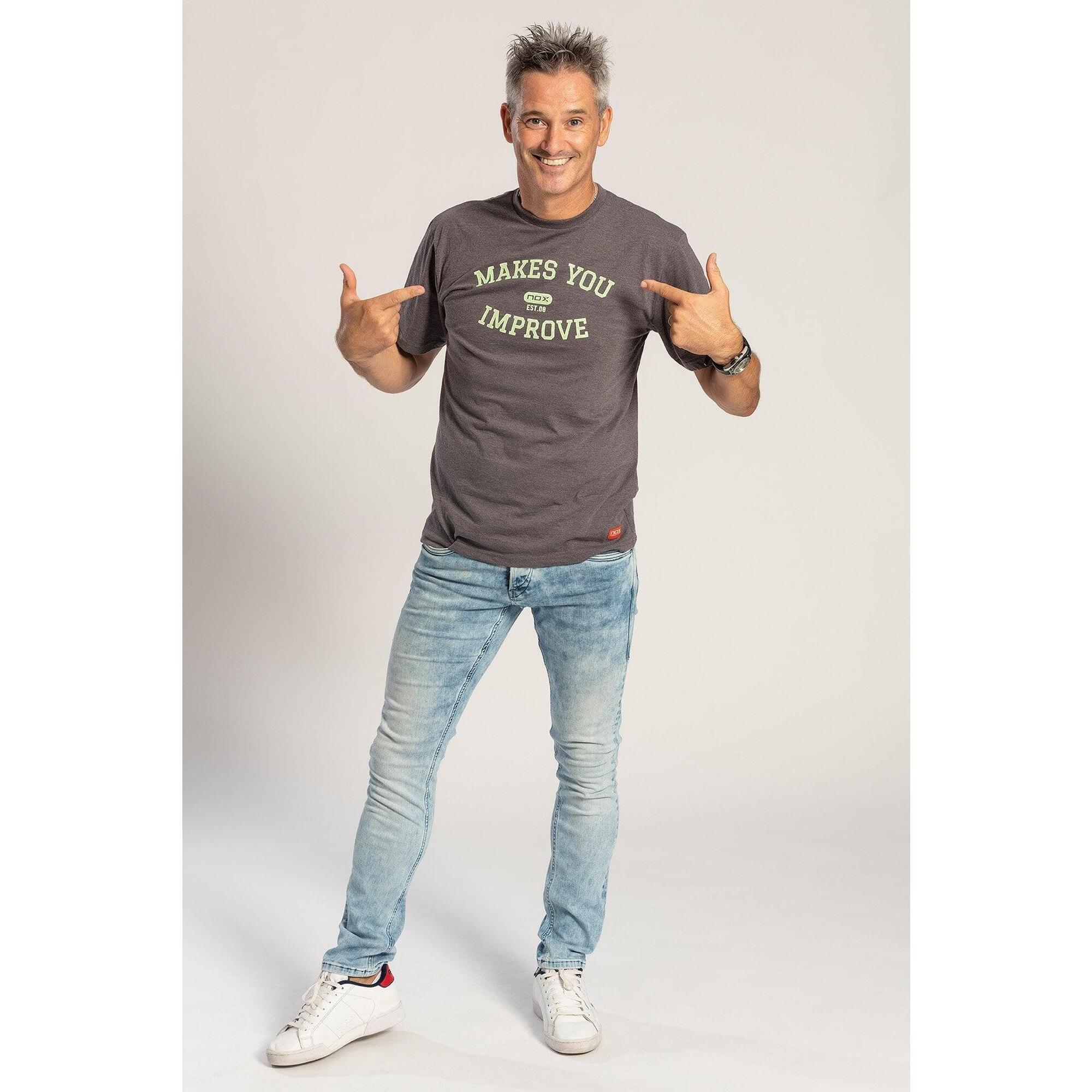 Nox - T-shirt Basic Nox Grise Lettres Lime - T-shirt Manches Courtes - Gris - Decathlon