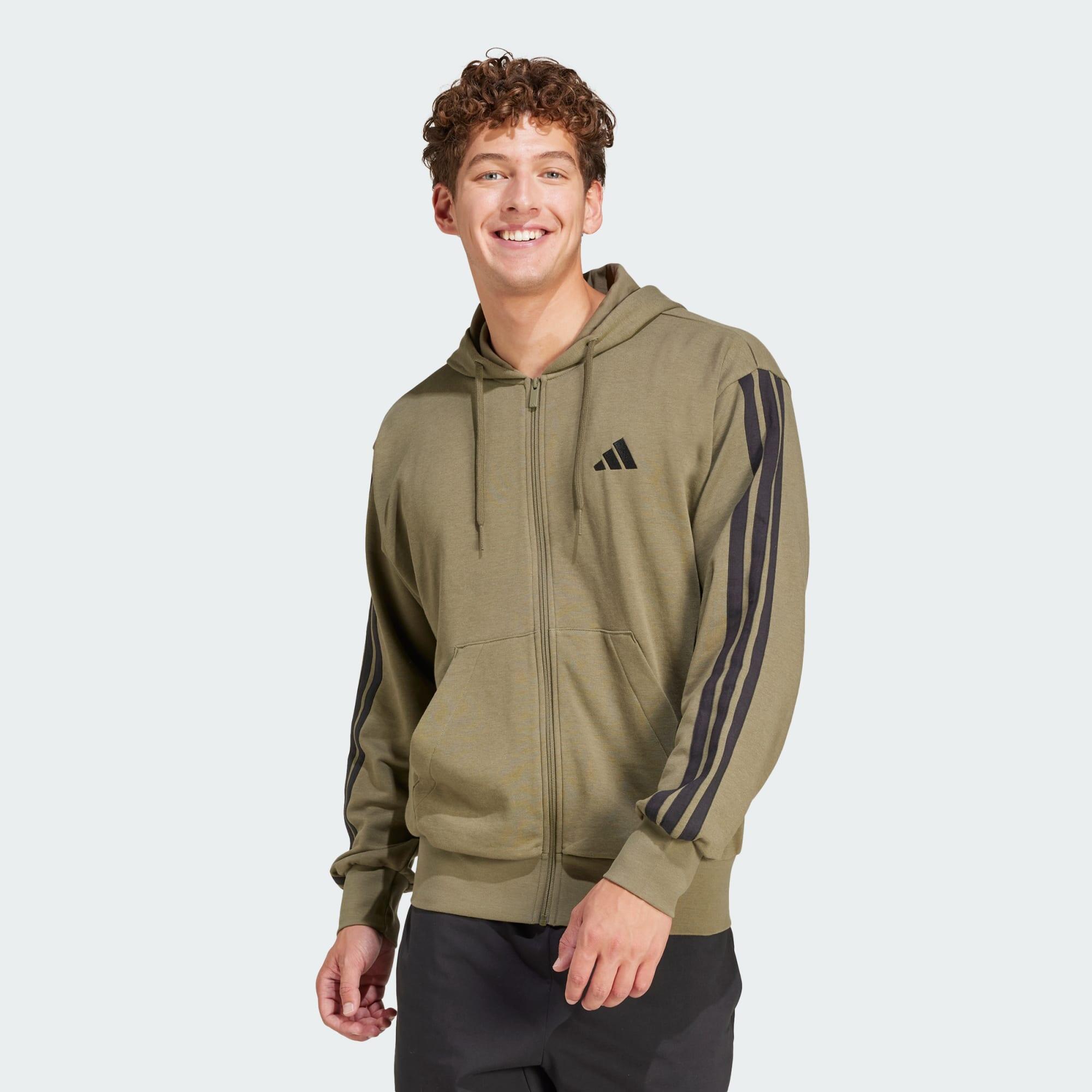 Adidas - Veste À Capuche Entièrement Zippée French Terry 3 Bandes Essentials - Pull - Beige|noir - 40 M - Decathlon