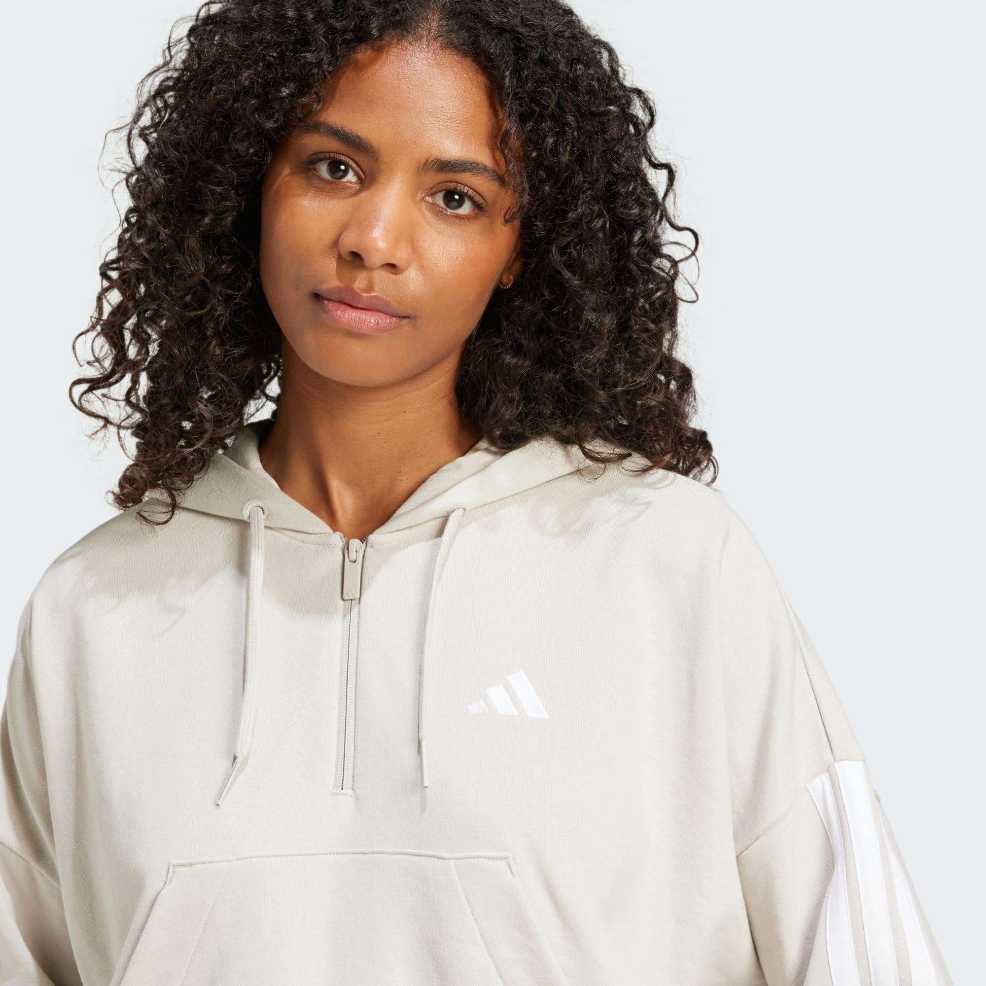Essentials 3-Streifen French Terry Quarter-Zip Hoodie 4/6