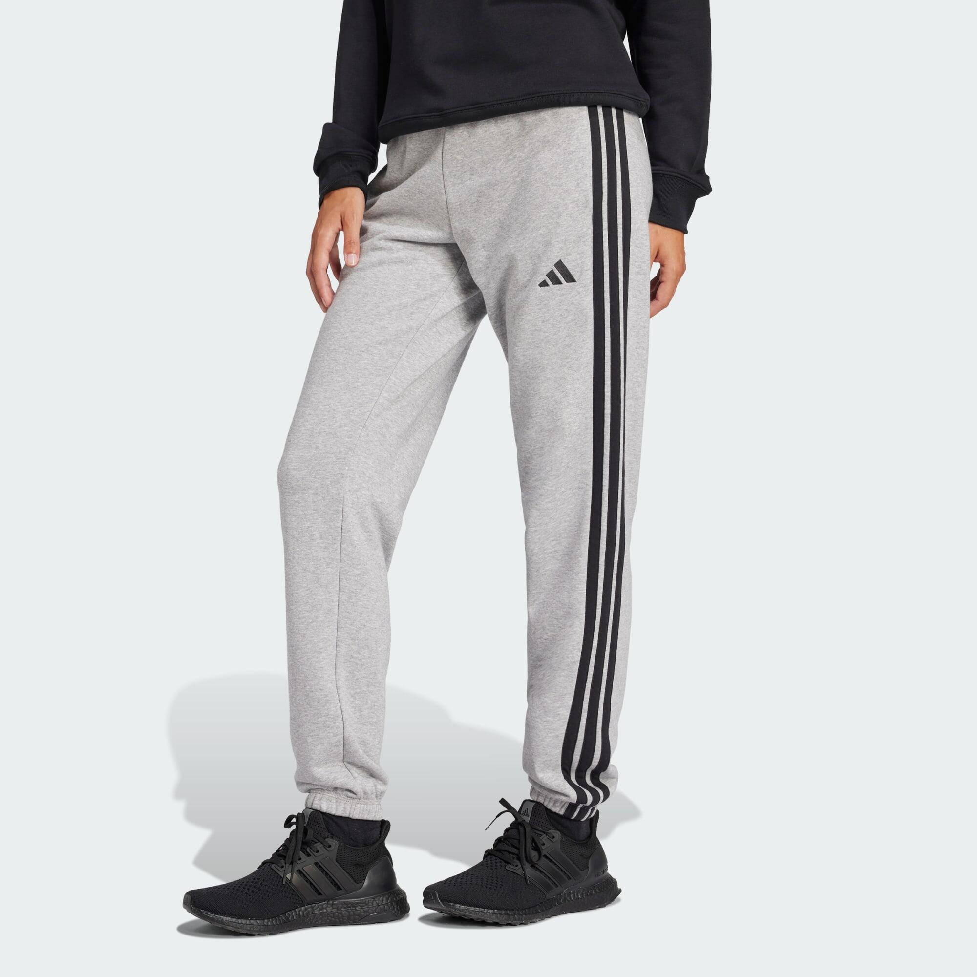 Adidas - Pantalon À Revers French Terry 3 Bandes Essentials - Pantalons - Gris|noir - 42 M/l - Decathlon