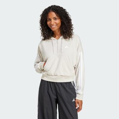 Essentials 3-stripes french terry hoodie met korte rits
