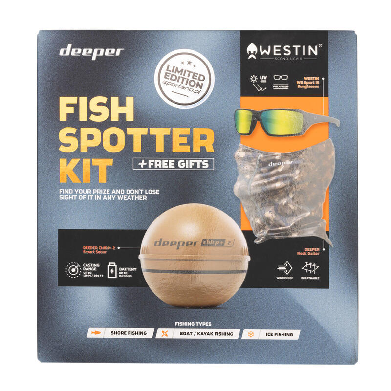 Deeper Chirp+ 2 Winter Bundle échosondeur de pêche + Lunettes + Cache-cou