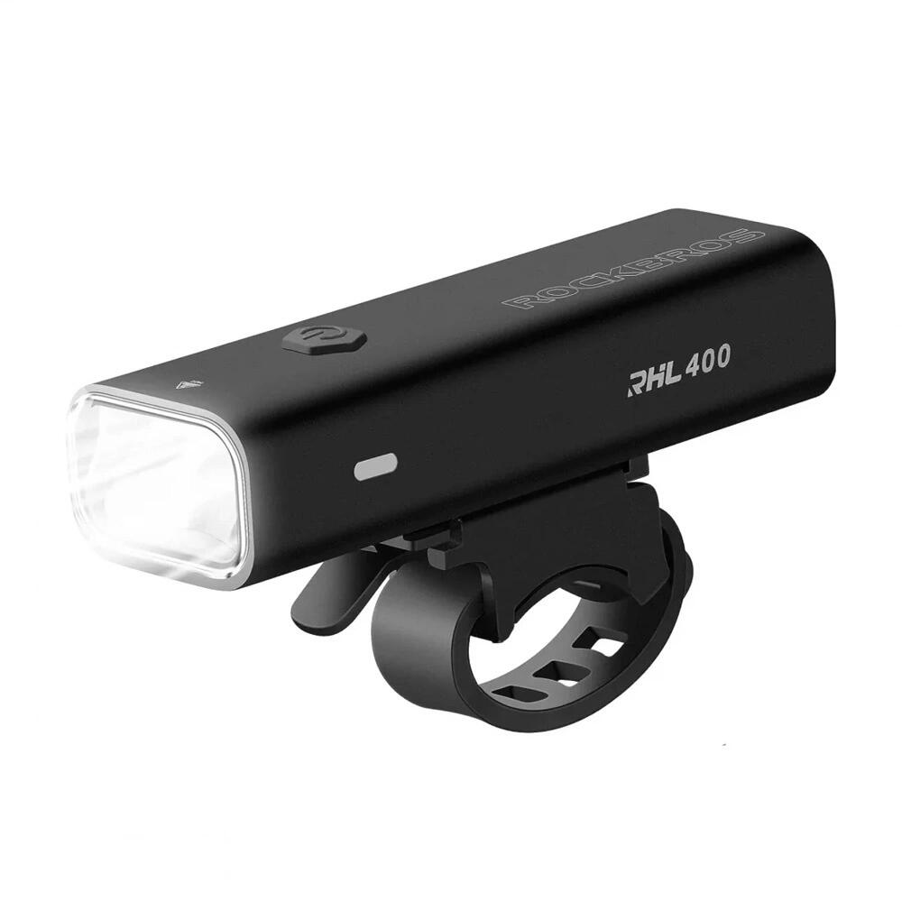 Rockbros farol dianteiro para bicicleta 400 lm + cabo micro usb - usb-a