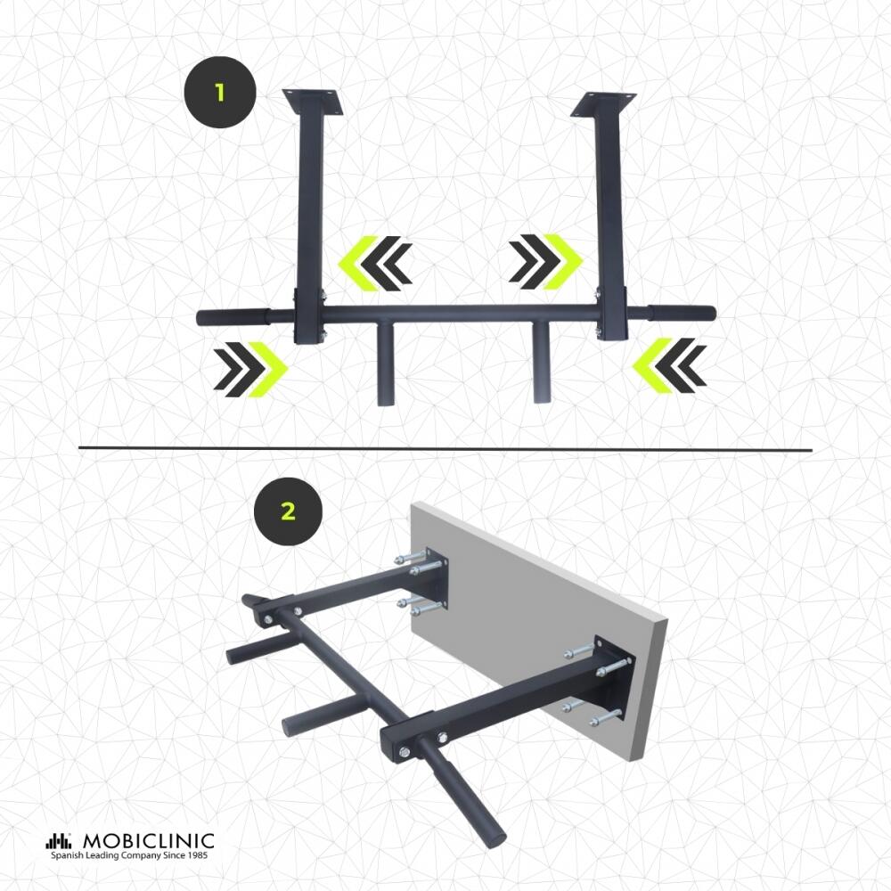 Optrekstang Pull up Bar met ankerset Staal voor wand Multi-grip Tot 250kg 7/7