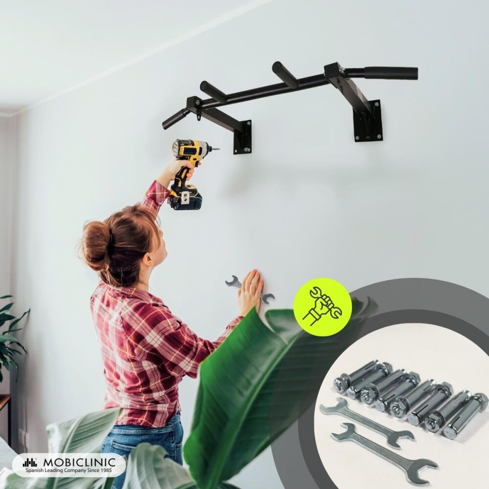 Optrekstang Pull up Bar met ankerset Staal voor wand Multi-grip Tot 250kg 3/7