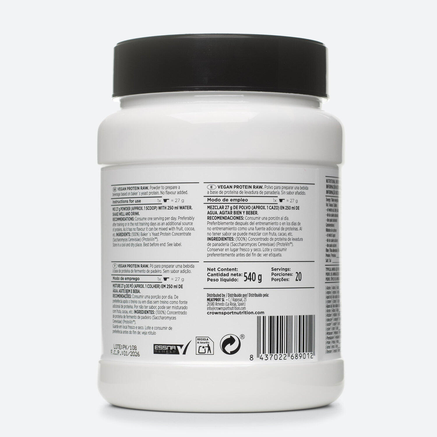 Vegan PROtein (Sin edulcorantes) Sin sabor 7/7