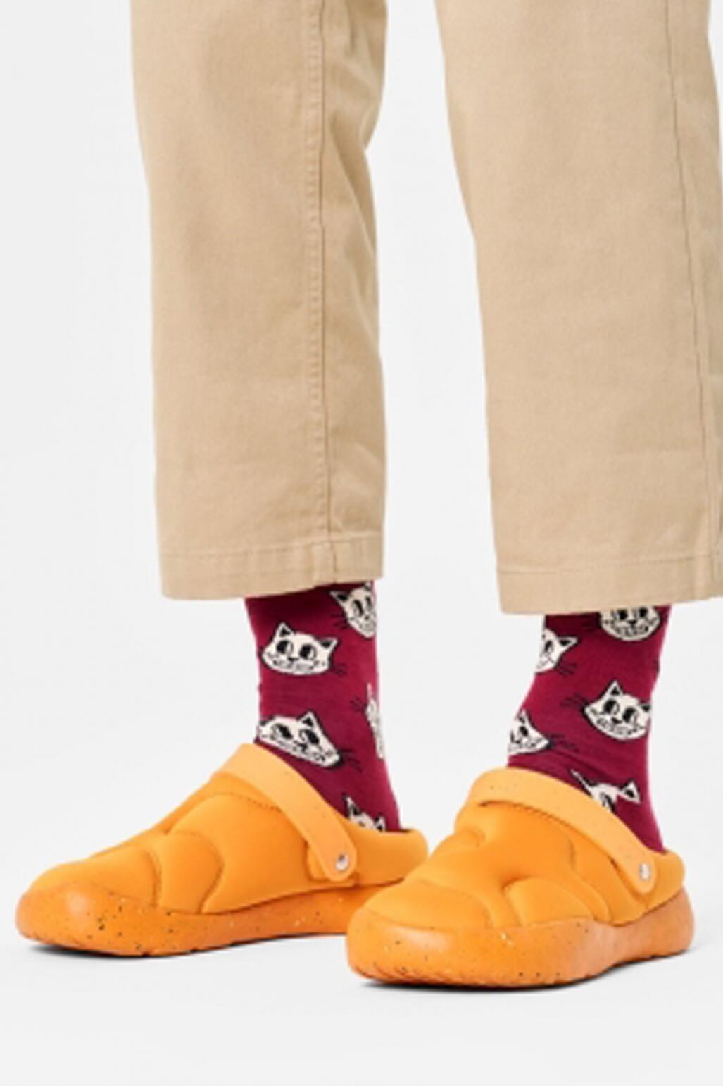 Meias Happy Socks Modelo Cat Sock Cor Borgonha 4/5
