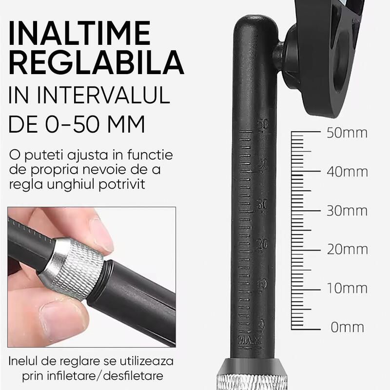 Oglinda bicicleta, scuter, moto, inaltime reglabila, HD, rotire 360, antireflex