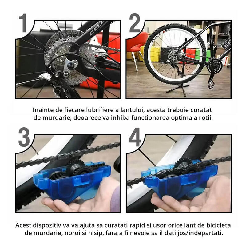 Set curatare bicicleta multifunctional perii, roti, janta, lant, pinioane, frana