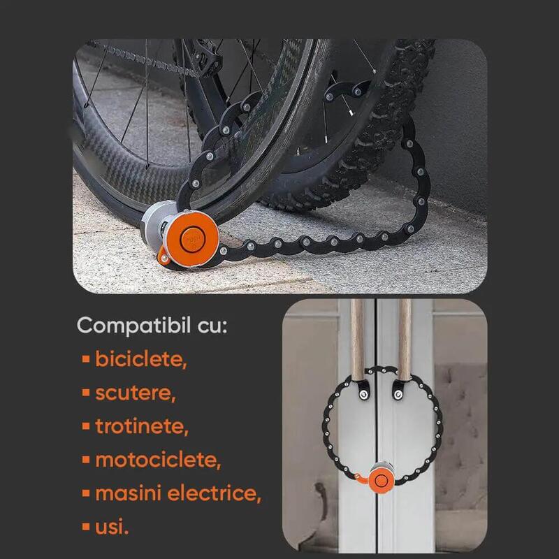 Antifurt pliabil mini cu cifru din 4 cifre, bicicleta, trotineta, scuter, 88 cm