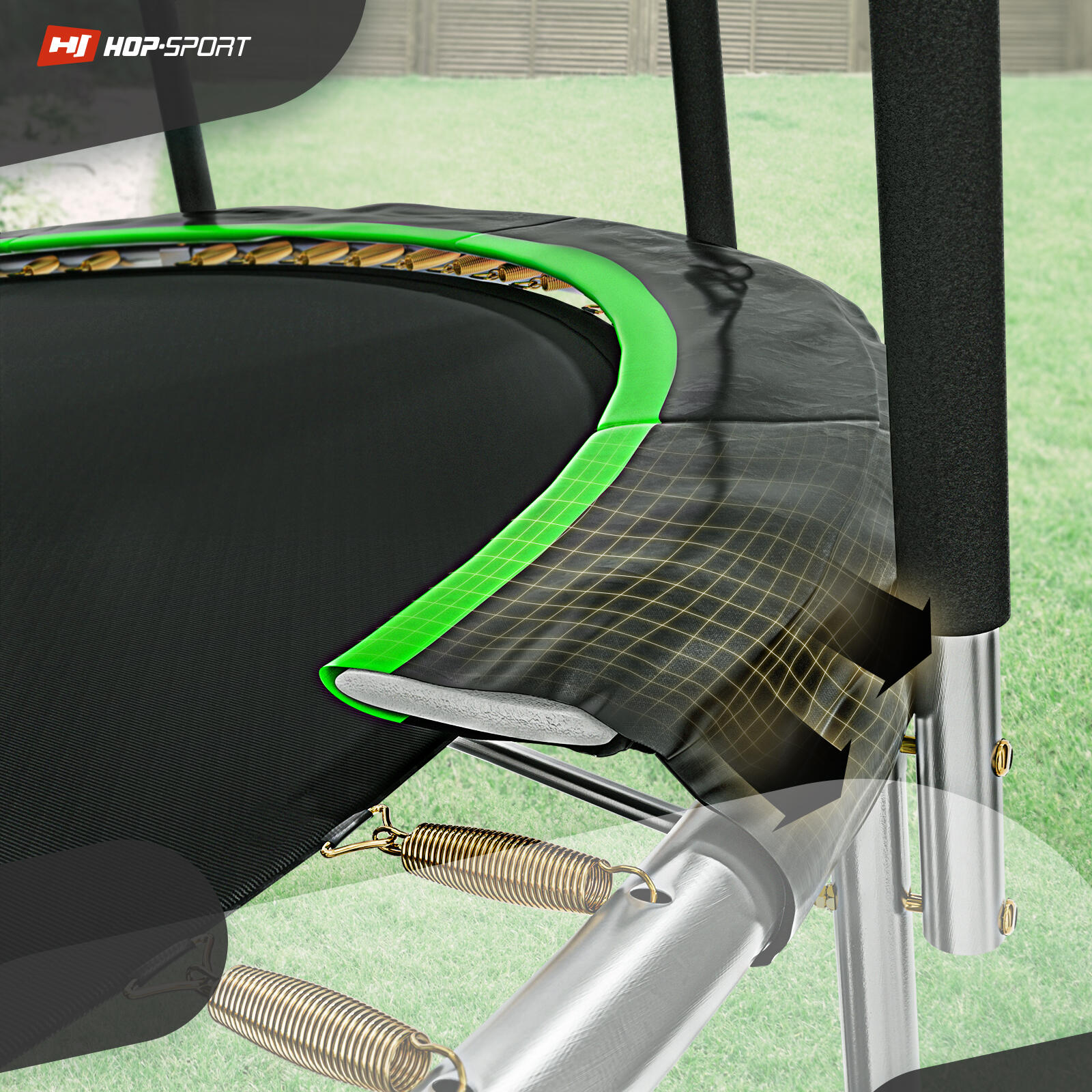 Osłonka sprężyn do trampoliny 8FT Hop-Sport czarno-zielona 2/4