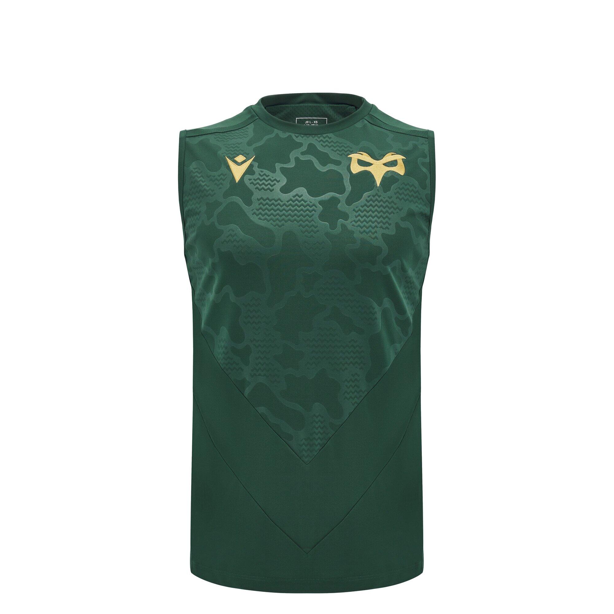 MACRON Ospreys Rugby 2024/25 Kids Sleeveless Poly Training T-Shirt