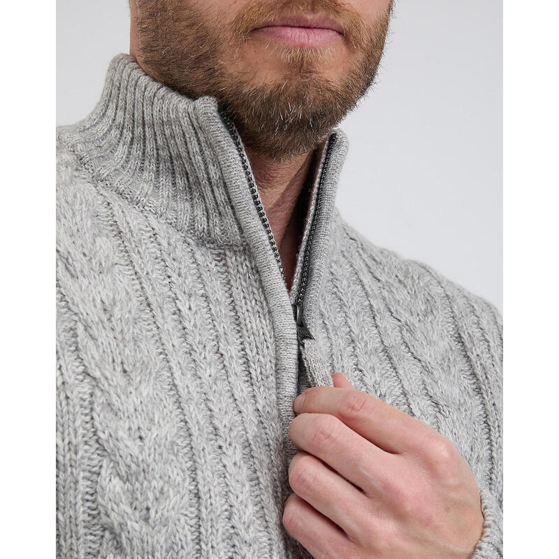 Marcel pull tricoté demi-fermé hommes gris clair taille 4XL