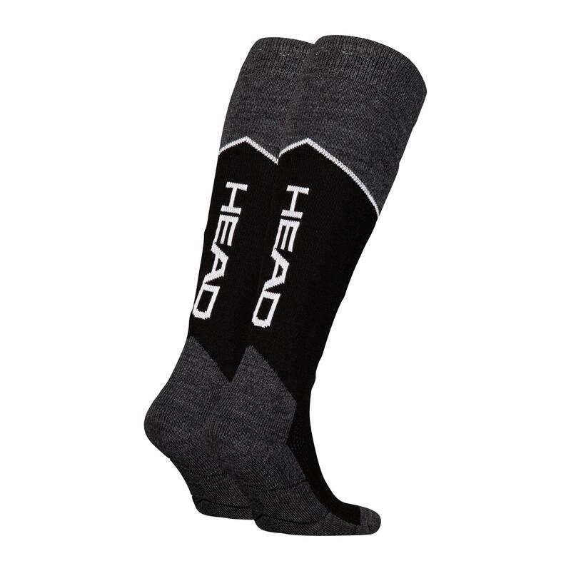 Chaussettes de ski HEAD Kneehigh 2 paires Noir / Gris Mélange