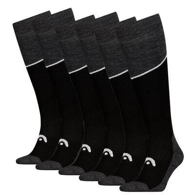 Head skisokken kneehigh 6-pack zwart / grijs