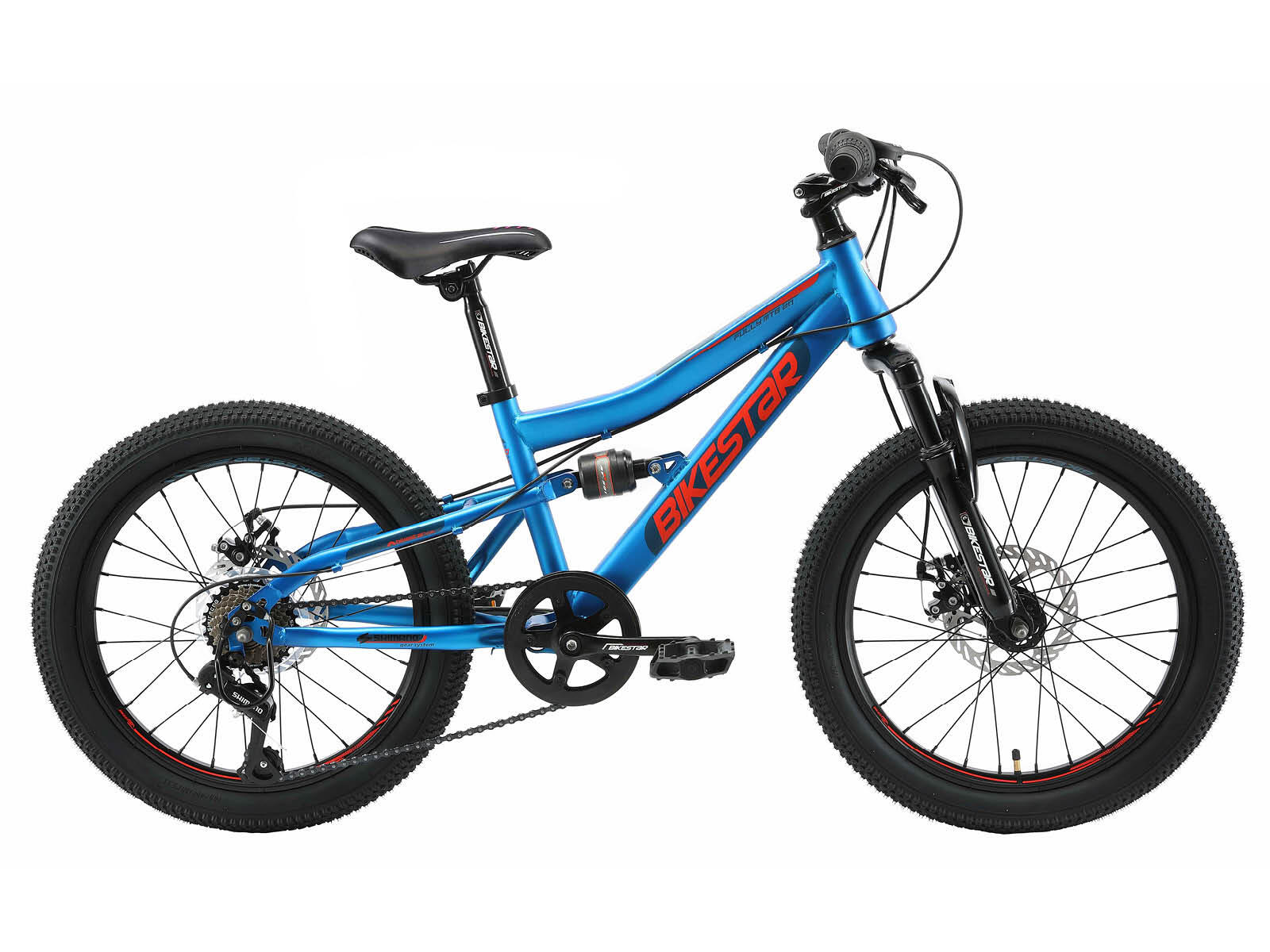 BIKESTAR Bikestar MTB Fully staal 21speed 24inch blauw/oranje