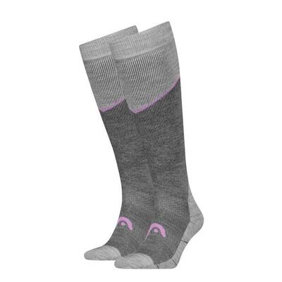 Head skisokken kneehigh 2-pack light grey melange / lilac