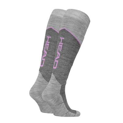 Head skisokken kneehigh 2-pack light grey melange / lilac