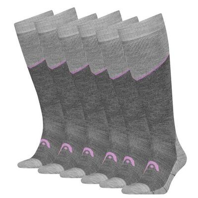 Head skisokken kneehigh 6-pack light grey melange / lilac