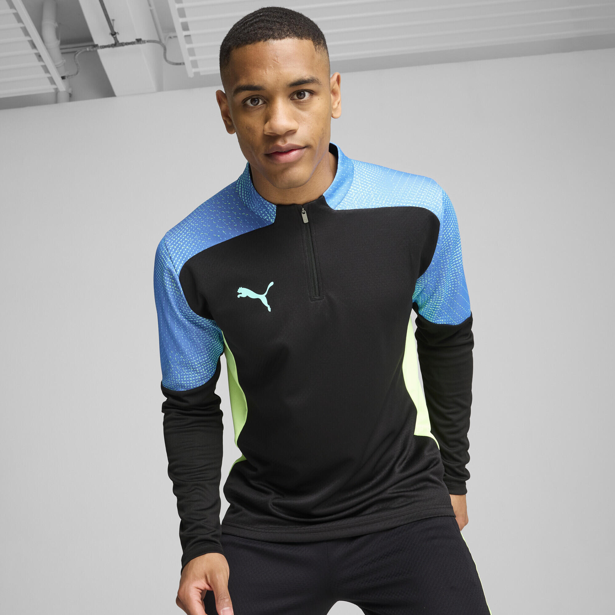 Haut à 1/4 zip individualFINAL Homme PUMA Black Fizzy Apple Yellow 5/7