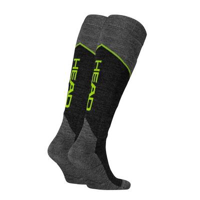 Head skisokken kneehigh 2-pack grey melange / lime