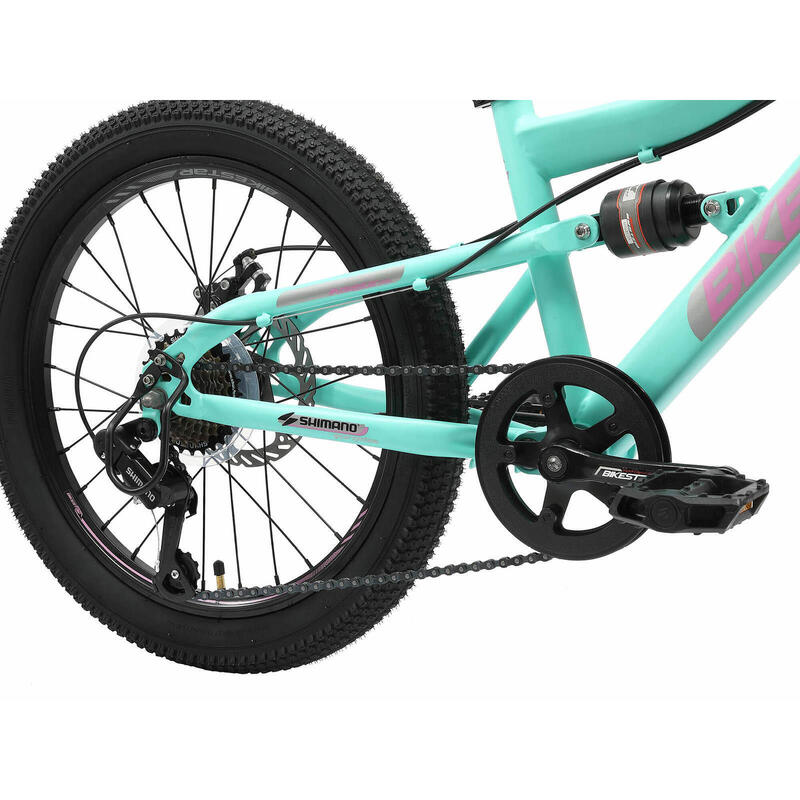MTB 20" bicicleta infantil 6 años, suspensión total, 21 marchas, frenos de disco