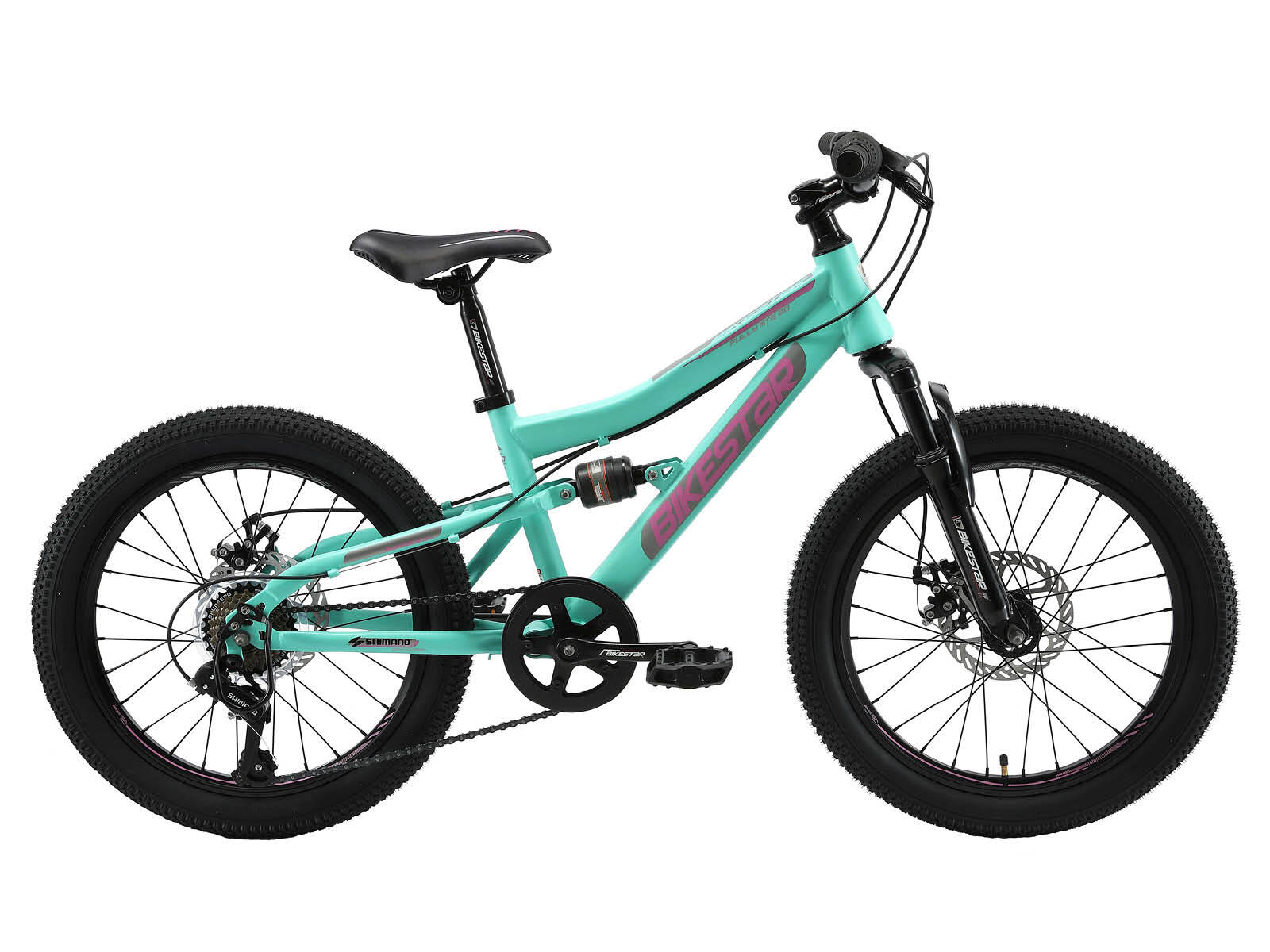 BIKESTAR Bikestar kinderfiets MTB Fully Staal 7speed 20inch mintgroen