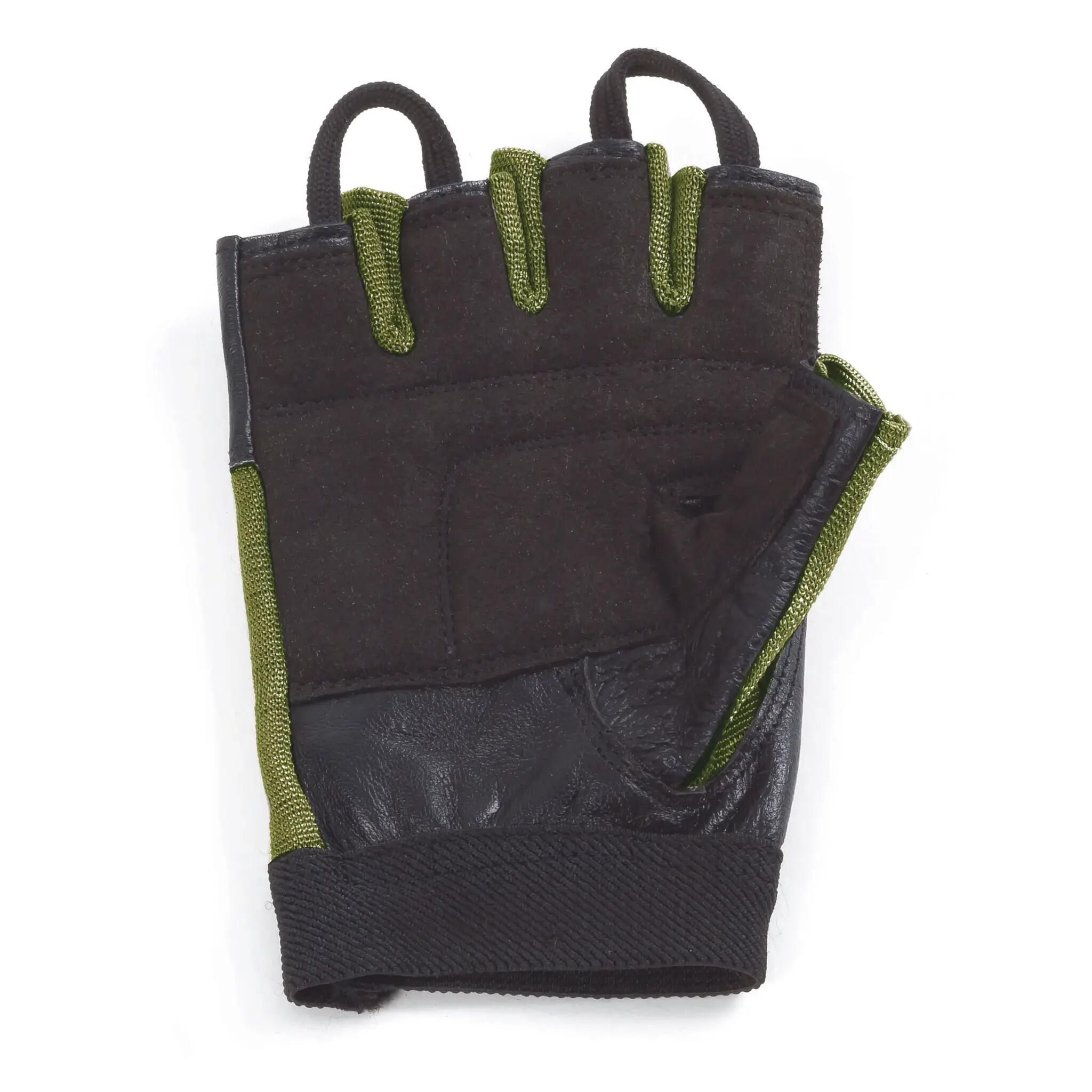 Fitnesshandschoenen - Leer - Groen - Maat: S 3/4