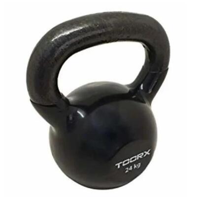 Kettlebell - vinyl - 24 kg - zwart