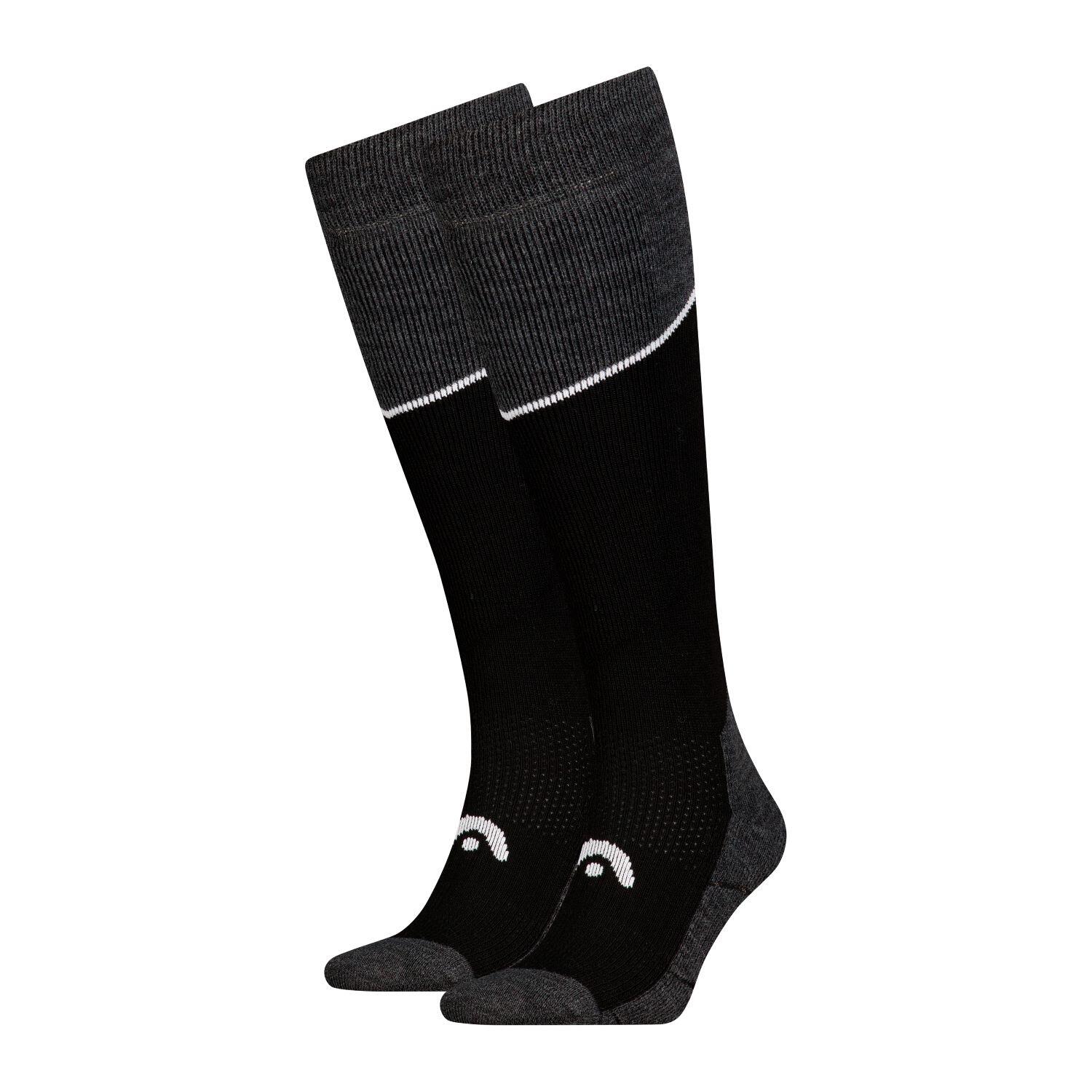 Head - Chaussettes De Ski Head Kneehigh 2 Paires Noir / Gris Mélange - Chaussettes - Noir - 31/34 - Decathlon