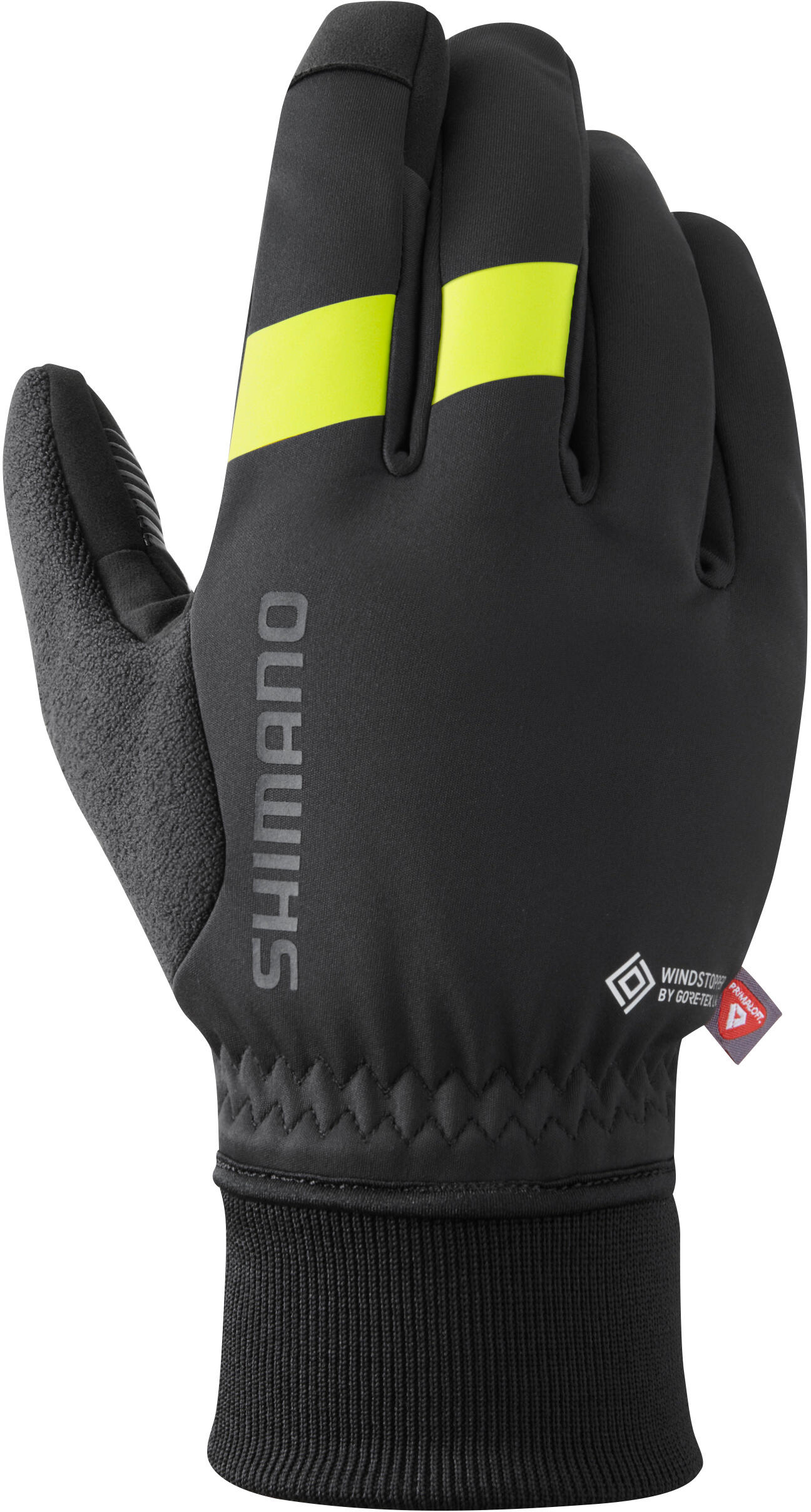 SHIMANO Guanti da ciclismo WINDSTOPPER Primaloft, nero-giallo