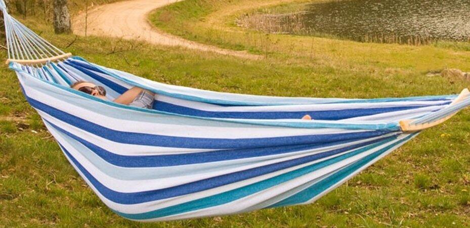 Hamak ogrodowy 2 osobowy Luxe XXL 250x150 cm niebieski 1021201