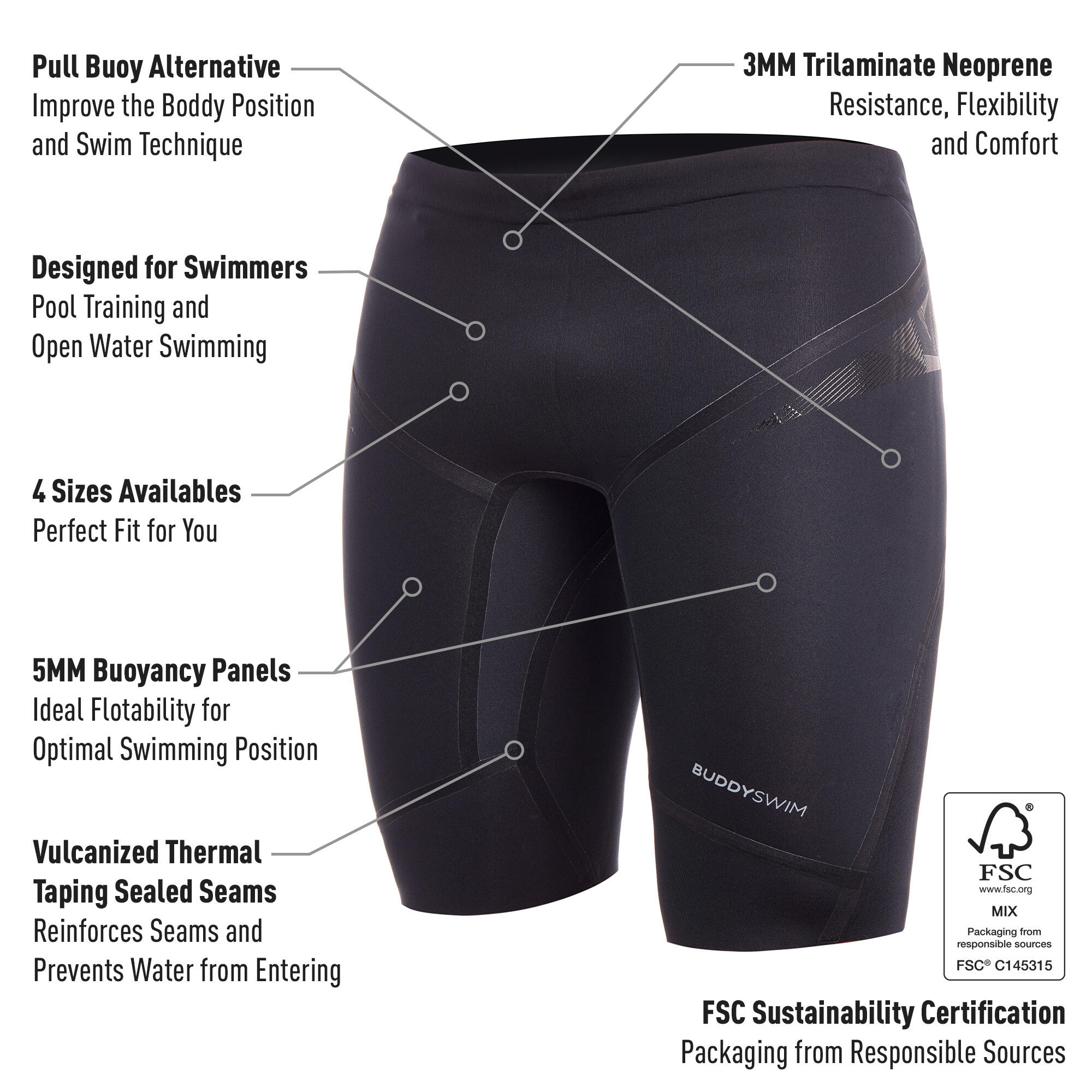 Spodenki neoprenowe BuddySwim Floating Trilaminate Warmth 5/3 2/5