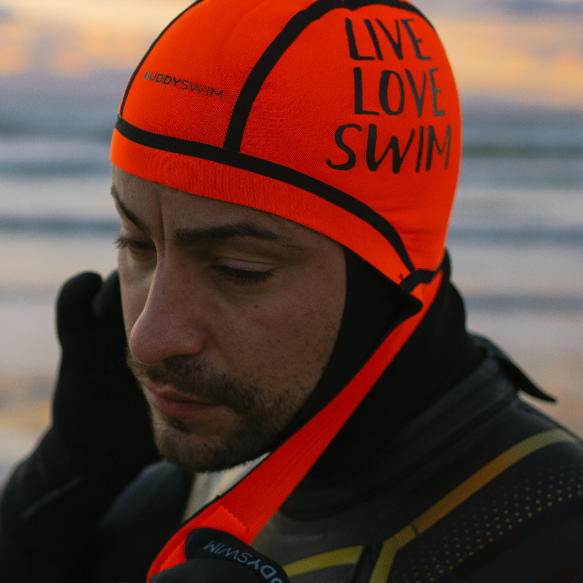 Cuffia in neoprene 2,5 mm Nuoto in acque libere Buddyswim Arancione 3/5