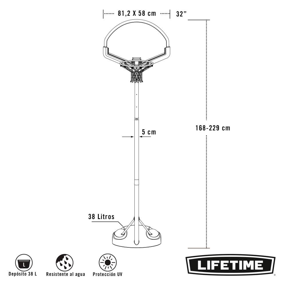 Basketball Basketballkorb höhenverstellbar mit Standfuß 244–305cm LIFETIME 90022 3/6
