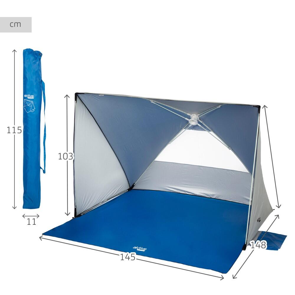 Aktive Tenda corta-vento e tenda de praia pop-up para 2 pessoas UV50 c/chão 4/7