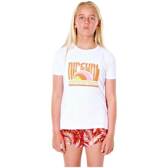 Camiseta de manga corta para niñas Rip curl Urf revival en color blanco