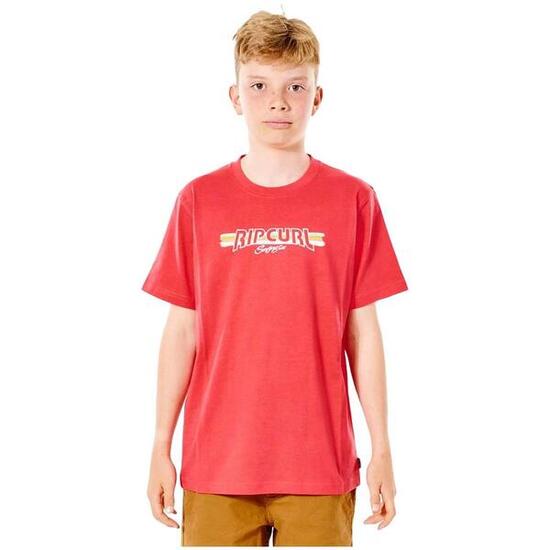 Camiseta de manga corta para niños Rip curl Urf revival yeh mumma en color rojo